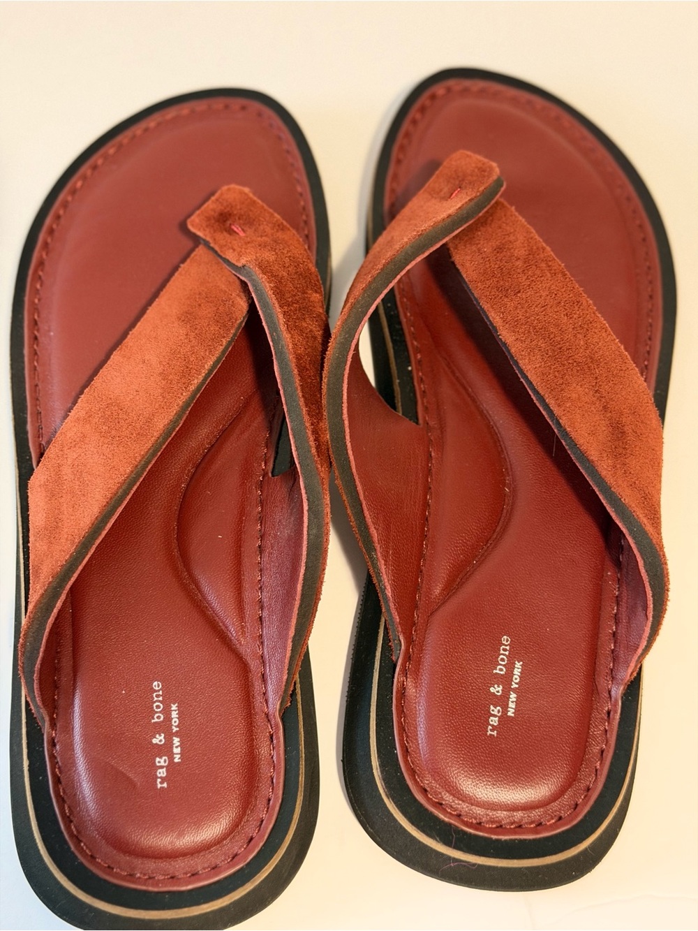 Rag & Bone Parker Suede Thong Sandals in Rust Size 37 NWT - Picture 4 of 6